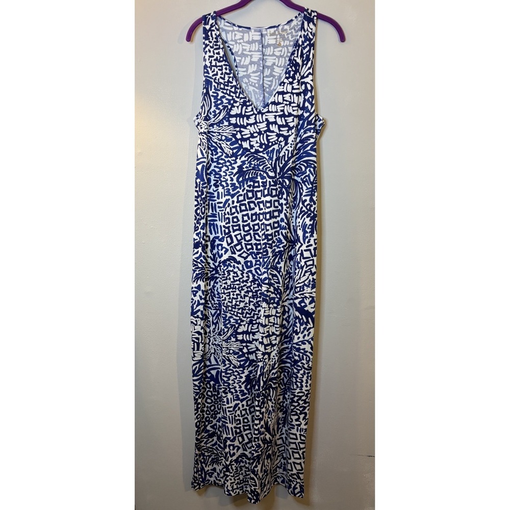 LILLY PULITZER Kerri‎ Maxi Dress Blue Indigo Home Slice S Pima Cotton Racerback